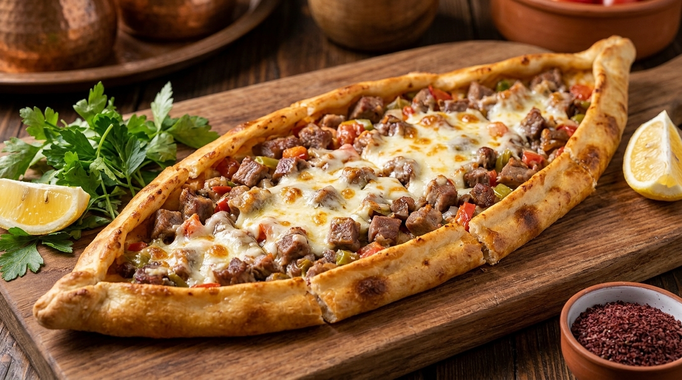 Roasted Meat & Cheese Pide